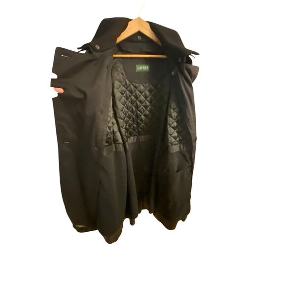 Ralph Lauren Double Breasted Trench Coat Black Removable Lining Quilted 44R VTG - Picture 3 of 16